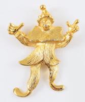 Aranyszínű bohóc medálbross, 5x4 cm