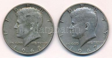 Amerikai Egyesült Államok 1967-1968. 1/2$ Ag "Kennedy" (2xklf) T:XF patina USA 1967-1968. 1/2 Dollar Ag "Kennedy" (2xdiff) C:XF patina Krause KM#202a
