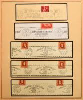 Alkalmi, propaganda, hirdető bélyegzések érdekes tétel kiállítási lapokon, közte rengeteg vasút motí...