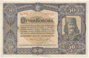 1920. 50K "Orell Füssli Zürich" nyomdahely jelöléssel, "5a 010 361037" T:F szép papír Adamo K25