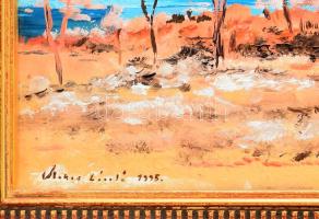 Olvashatatlan jelzéssel: Tanya. Olaj, farost. Dekoratív fakeretben, 20×40 cm