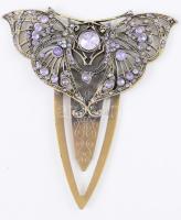 Lila kövekkel kirakott pillangó alakú könyvjelző, 9x7,5 cm