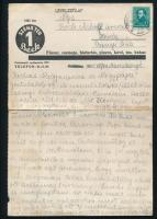 1935 Szétnyitható levelezőlap a Beck család levelezéséből fűszer, kávé, tea, stb reklámmal