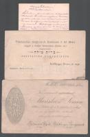 1880-1883 2 db meghívó és egy megírt névjegy a Miskolci illetőségű Feldmann és Goldberger családtól