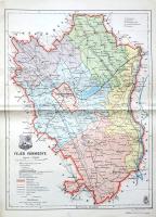 [Térkép] Fejér vármegye térképe. Mérték: 1:335,000. (1941). [Budapest], 1941. Magyar Királyi Honvéd Térképészeti Intézet. Színes térkép, mérete: 300x220 mm egy 350x245 mm méretű térképlapon. Domborzati és vízrajzi részleteket is feltüntető térképünk a M. kir. Honvéd Térképészeti Intézet 1937-1941 között készült közigazgatási térképsorozatának tagja. A Dunántúl szívében található, észak-déli irányban hosszan elnyúló megyénket a trianoni határmódosítások és az 1938-1941 közötti bővülések nem érintették; alakja később, az 1950-ös megyerendezés során is csak kissé módosult: délnyugaton kiegészült Veszprém megye egykori enyingi járásával, nyugaton pedig átadta Inota települést Veszprém megyének. A megye alakja máskülönben változatlan maradt. Térképünk feltünteti a megye vasútvonalait, első-, másod- és harmadrendű útjait és egyéb műútjait: megyei vasúthálózatunk érdemben azóta sem fejlődött, Bicske-Székesfehérvár vonalát az utóbbi évtizedekben veszítette el. Emlékezetes részleteket megörökítő megyetérképünk települései közül kiemelkedik a törvényhatósági jogú város, Székesfehérvár; megyénk területén a jelentősnek mondható települések közül Mór, Bicske, Martonvásár, Dunapentele (a jövőbeli Dunaújváros) és a vasúti csomópont Sárbogárd térképünk tájékoztatása szerint csupán nagyközségnek számít. Döntően közigazgatási és közlekedésföldrajzi célokat szolgáló térképünk a Velencei-hegységre és a Vértesre, Etyeki-dombságra való tekintettel magassági adatokkal kiegészített domborzati, gazdag vízkészlete miatt vízrajzi részleteket is tartalmaz. Piktogramok jelzik a megye várromjait. Egyes települések mellett magassági jelzés. Jelmagyarázat a bal alsó sarokban, a címsor felett a megye címere lebeg, a kiadási év a bal alsó sarokban (1941). A jobb alsó sarokban kereskedői bélyegzés. Jó állapotú lap, halvány hajtásnyommal, hátoldalán kézi feliratozás.