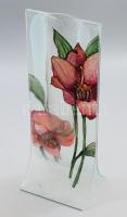 Árky Bernadette virágmintás váza, jelzett, hibátlan, m: 34 cm