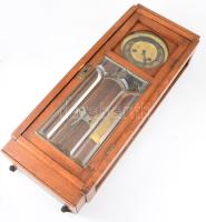 Art nouveau falióra, felesütős, fózolt üveggel, kulccsal, súlyok nélkül, 65x25 cm