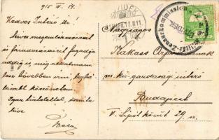 1915 Újvidék, Novi Sad; Római katolikus templom, villamos / Catholic church, tram + "K.u.k. Mil...