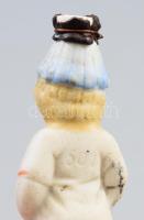 2 darab antik újévi porcelántárgy, közte sérült, h: 8 cm