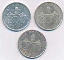 1992. 200Ft Ag "MNB" + 1993. 200Ft Ag "MNB" + 1994. 200Ft Ag "Deák" T:AU,XF Adamo F13, F13.1
