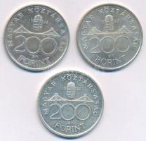 1992. 200Ft Ag "MNB" + 1993. 200Ft Ag "MNB" + 1994. 200Ft Ag "Deák" T:AU,XF Adamo F13, F13.1