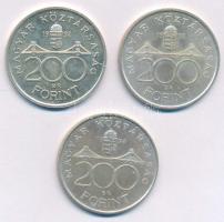 1992. 200Ft Ag "MNB" + 1993. 200Ft Ag "MNB" + 1994. 200Ft Ag "Deák" T:AU,XF Adamo F13, F13.1