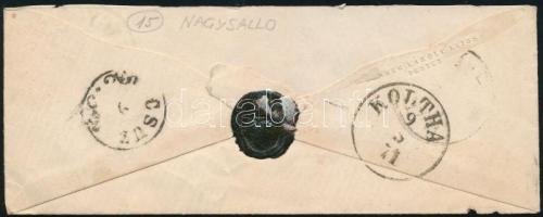 1871 5kr levélen, átmenő bélyegzéssel, "NAGY-SALLÓ" - "CSUZ"