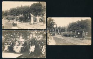 1926 Royalista zászlószentelési ünnepség és diák felvonulás fotólap 3 db