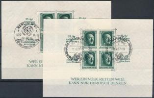 Deutsches Reich 1937 2 db Hitler blokk Mi 9 + 11 (Mi EUR 150.-) (Mi 11 törés / folded)
