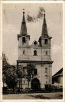 1938 Ipolyság, Sahy; Római katolikus templom / Catholic church + "1938 Az Első Visszatért Magyar Város Ipolyság" So. Stpl (fl)