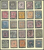 25 db Feketeszámú krajcáros bélyeg ritka, olvasható bélyegzésekkel, köztük színváltozatok is (Gudlin 910 p)