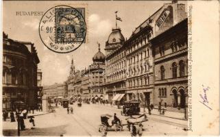 Budapest VIII. József és Erzsébet körút, Hotel Rémi szálloda, M. kir. Technológiai Iparmúzeum,villamos (fl)