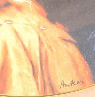 Lagenthal dísztányér, Albert Anker festményének reprodukciójával díszítve, jelzett, hibátlan, d: 23 ...