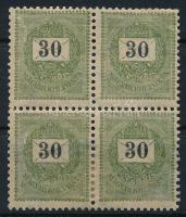 1899 30kr négyestömbben, csillagvízjellel (ca 21.000) (falc a jobb alsó bélyegképen, sérült képoldalak / hinge on the front, damaged prints)