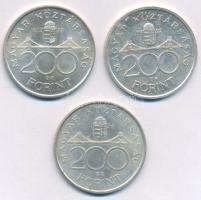 1992. 200Ft Ag "MNB" + 1993. 200Ft Ag "MNB" + 1994. 200Ft Ag "Deák" T:AU,XF Adamo F13, F13.1