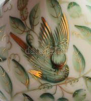 Herendi Zova zöld mintás váza, alján lyukkal, sérült, m: 16 cm