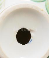 Herendi Zova zöld mintás váza, alján lyukkal, sérült, m: 16 cm