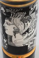 Hollóházi Szász Endre által tervezett dekorral díszített porcelán váza. Jelzett, minimális kopással,...