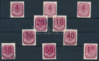 1950 Forint-filléres portó II. 10 db bélyeg számvízjellel