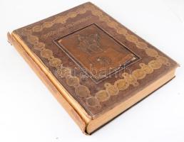 Árpád és az Árpádok. Történelmi emlékmű. Szerkesztette: Csánki Dezső. Árpád vezér halálának ezredik évfordulója alkalmával, Thaly Kálmán kezdeményezésére és támogatásával. Budapest, (1908). Franklin-Társulat magyar irodalmi intézet és könyvnyomda. 1 t. (címkép, hártyapapírral védett heliogravűr) + XVII + [3] + 396 + [2] p. + 34 t. (feliratozott hártyapapírral védett színes tábla) + 21 hasonmás (feliratozott hártyapapírral védett egyleveles hasonmások) + 2 melléklet (kihajtható nemzetségtábla) + 1 térkép (feliratozott hártyapapírral védett színes, kihajtható). Folio. Egyetlen kiadás. Kötetünk Az Árpádok jelentőségét és a magyarság kulturális, diplomáciai vezető szerepét hangsúlyozó jubileumi album és tanulmánygyűjtemény. A színes táblák jó része fejezetkezdő határoló lap, mely oldalszámozáson belüli. Szövegközti színes illusztrációkkal, iniciálékkal, díszkerettel gazdagon díszített munka. Díszesen aranyozott kiadói bőrkötésben, az első kötéstáblán Holló Barnabás Árpádot ábrázoló rézplakettjével, a hátsó táblán dombornyomású képpel, felül aranyozott lapszélekkel. A gerinc sérült, elvált, a borítón kopásnyomok, első néhány lapon enyhe foltosság, de a lapok jó állapotban.