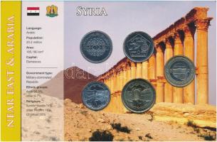 Szíria 1996-2003. 1P-25P (5xklf) "Közel-kelet és Arábia" forgalmi összeállítás karton díszlapon T:UNC,AU Syria 1996-2003. 1 Pound - 25 Pound (5xdiff) "Near East &amp; Arabia" coin set on cardboard display sheet C:UNC,AU