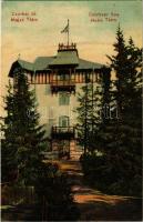 Tátra, Magas-Tátra, Vysoké Tatry; Csorbai tó, fürdők épülete. Fuchs Gyula felvétele és kiadása / Strbské Pleso, spa (vágott / cut)
