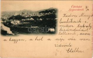 1898 (Vorläufer) Segesvár, Schässburg, Sighisoara; látkép. Zeidner H. kiadása, Schäser A. fénynyomdája / general view (vágott / cut)