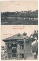 1910 Velejte, Velaty (Tőketerebes mellett / near Trebisov); látkép, Velejte és Vidéke Fogyasztási Szövetkezet üzlete / general view, cooperative shop + "MEZŐ-LABORCZ - S.A.ÚJHELY 52 A" vasúti mozgóposta bélyegző (EK)