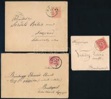 1892-1899 3 db levél mind Feketeszámú 5kr bérmentesítéssel (főispáni és hölgylevél) szép "GYULA" és "GYULAVÁRI" bélyegzéssel