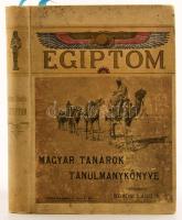 Kőrösi László: Egyiptom. Tanulmánykönyv a M. Kir. Vallás- és Közoktatásügyi-Minisztérium által 1896. jan. és febr. havában a tanárok számára rendezett tanulmányútról. Beöthy Zsolt, Goldziher Ignácz, Platz Bonifácz, ... közreműködésével szerk. - -. Bp. 1899. ?Pátria?, 8+351p.+ 15 t. Gazdag szövegközti és egészoldalas képanyaggal illusztrált. Kiadói aranyozott, festett, illusztrált egészvászon-kötés, kopott, foltos borítóval, sérült kötéssel, kijáró lapokkal, feltehetően egy tábla hiánnyal.