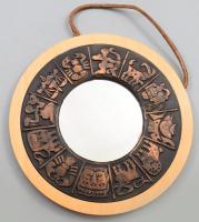 Iparművész zodiákus tükör, zsűri címkével, d: 19 cm