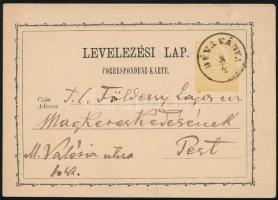 ~1871 2kr díjjegyes levelezőlap "DÉVAVÁNYA" - Pest / PS-card