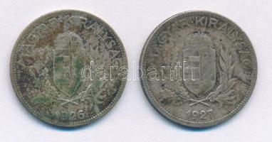 1926-1927. 1P Ag (2xklf) T:VF,F patina Adamo P6