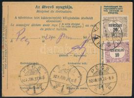 1923 Csomagszállító 200K Koronás Madonnával és 2 db Hivatalos bélyeggel