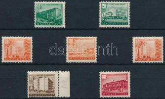 1951-1953 Épületek I-II. 7 db bélyeg számvízjellel (min. 47.000)