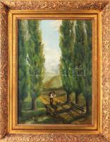 Kuhár jelzéssel: Hazafelé. Olaj, vászon. Dekoratív, historizáló stílusú fakeretben, kereten apró sérüléssel. 70×50 cm
