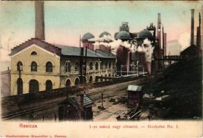 1906 Resicabánya, Resica, Resicza, Resita; 1-es számú nagy olvasztó. Braumüller L. kiadása / Hochofen No. 1. / blast furnace, iron factory (fl)