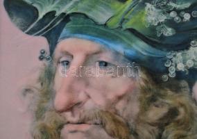 Hollóházi Szász Endre porcelánkép: Lovag. Porcelán, jelzett, 2002 Magyar Termék - Nagydíj, hibátlan,...