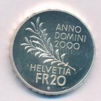 Svájc 2000B 20Fr Ag "2000. év - béke a Földön" T:PP fo. Switzerland 2000B 20 Francs Ag "Year 2000 - Peace on Earth" C:PP spotted Krause KM#90