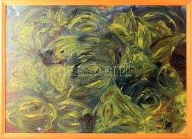 Göröcz Beáta (-): Rózsák, olaj, vászon, kartonon, jelzett. Fakeretben. 50x70 cm