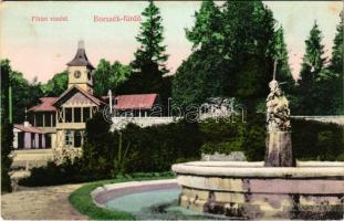 Borszék, Borsec; Főtéri részlet, szökőkút. Divald Károly műintézete 1922-1908. / main square, fountain (fl)