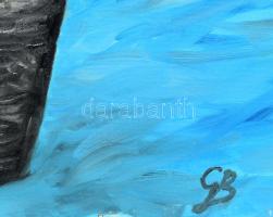 Göröcz Beáta (-): Virágok, olaj, vászon, kartonon, jelzett. Jobb alsó sarkában kissé sérült. 70x50 c...