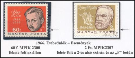 1966 Évfordulók-események 60f és 2Ft apró lemezhibákkal