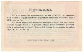 1930. 3P értékű gabonajegy "Gabonalevél" szelvénye vízjeles papíron T:VF